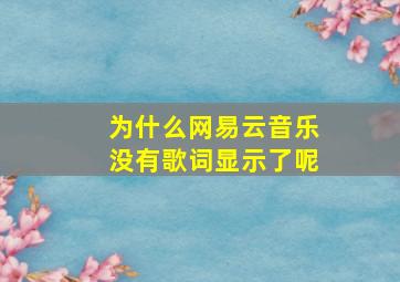 为什么网易云音乐没有歌词显示了呢