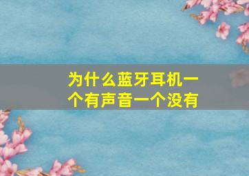 为什么蓝牙耳机一个有声音一个没有