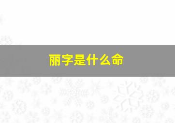 丽字是什么命