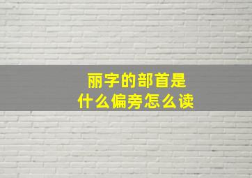 丽字的部首是什么偏旁怎么读