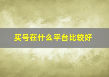 买号在什么平台比较好