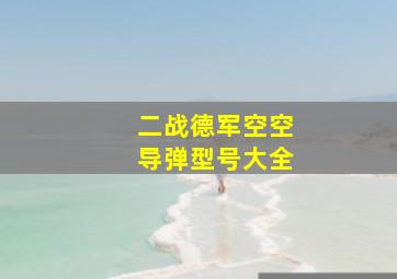 二战德军空空导弹型号大全