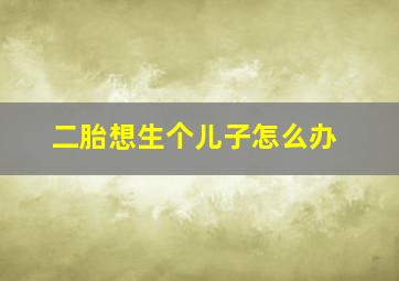 二胎想生个儿子怎么办