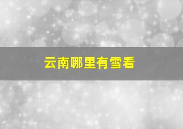 云南哪里有雪看