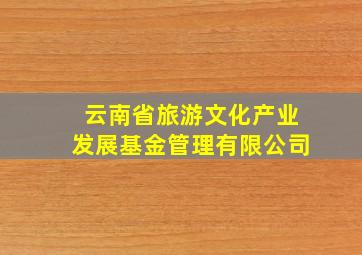 云南省旅游文化产业发展基金管理有限公司