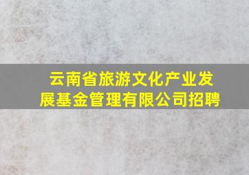 云南省旅游文化产业发展基金管理有限公司招聘