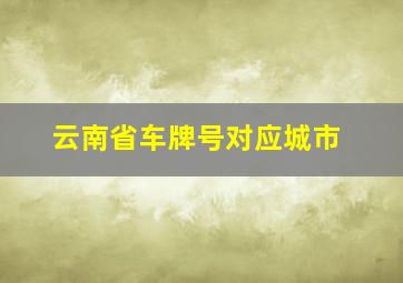 云南省车牌号对应城市