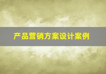 产品营销方案设计案例