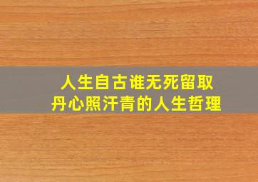 人生自古谁无死留取丹心照汗青的人生哲理