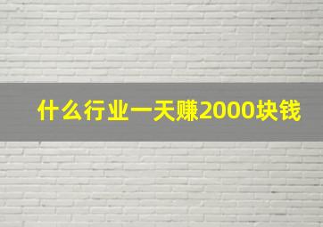 什么行业一天赚2000块钱