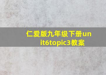 仁爱版九年级下册unit6topic3教案