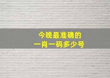 今晚最准确的一肖一码多少号