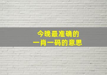 今晚最准确的一肖一码的意思