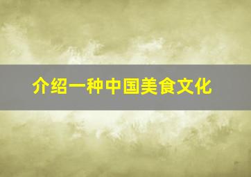 介绍一种中国美食文化