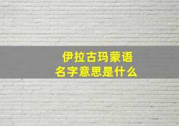 伊拉古玛蒙语名字意思是什么