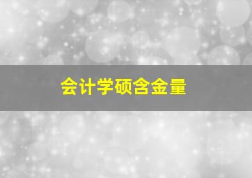 会计学硕含金量