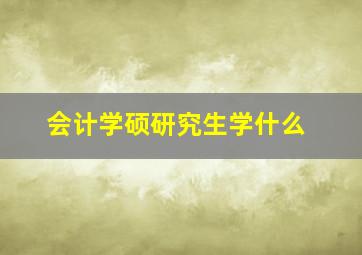 会计学硕研究生学什么