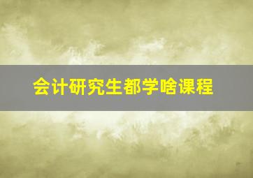 会计研究生都学啥课程