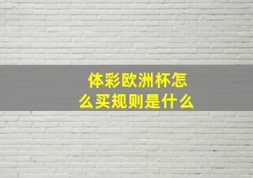 体彩欧洲杯怎么买规则是什么