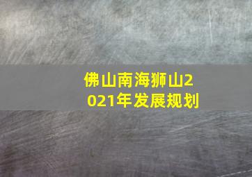 佛山南海狮山2021年发展规划