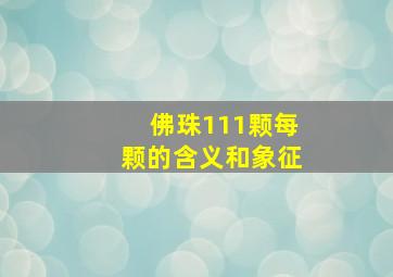 佛珠111颗每颗的含义和象征