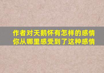 作者对天鹅怀有怎样的感情你从哪里感受到了这种感情