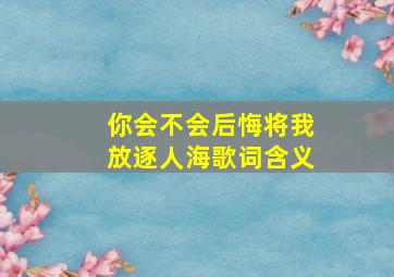 你会不会后悔将我放逐人海歌词含义