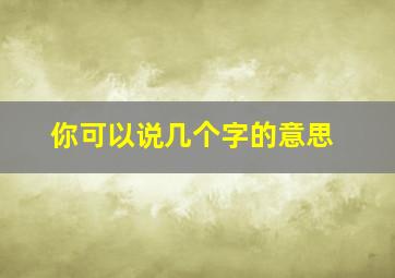 你可以说几个字的意思