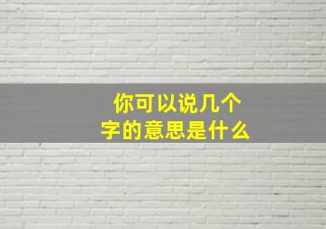 你可以说几个字的意思是什么