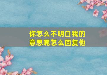 你怎么不明白我的意思呢怎么回复他