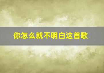 你怎么就不明白这首歌