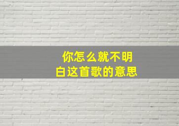 你怎么就不明白这首歌的意思