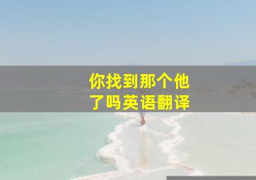 你找到那个他了吗英语翻译