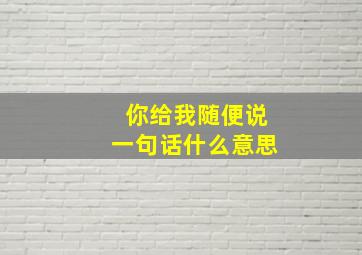 你给我随便说一句话什么意思