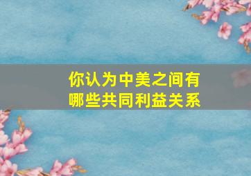 你认为中美之间有哪些共同利益关系