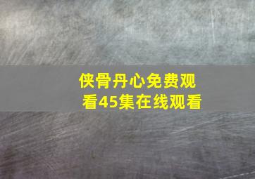 侠骨丹心免费观看45集在线观看