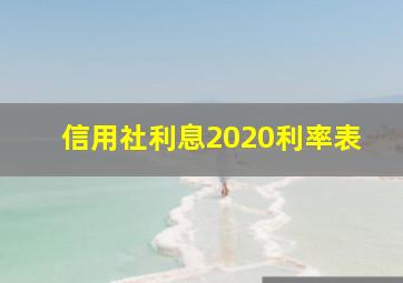 信用社利息2020利率表