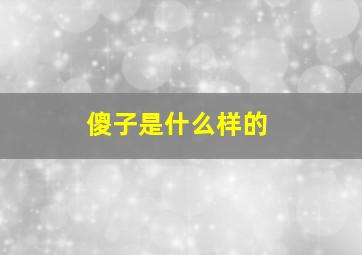 傻子是什么样的