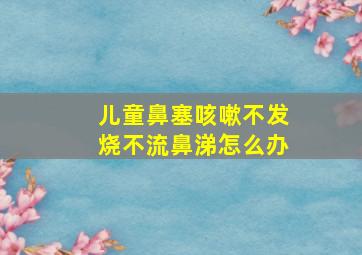 儿童鼻塞咳嗽不发烧不流鼻涕怎么办