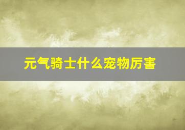 元气骑士什么宠物厉害