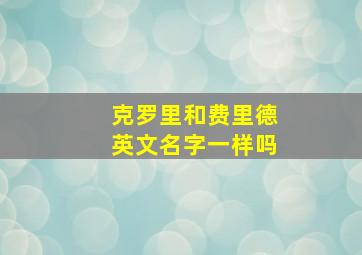 克罗里和费里德英文名字一样吗