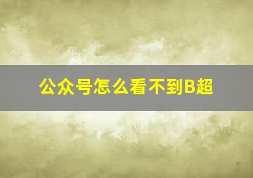 公众号怎么看不到B超