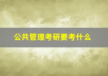 公共管理考研要考什么