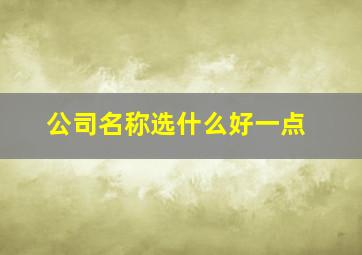 公司名称选什么好一点