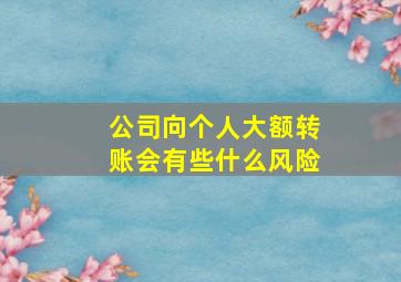 公司向个人大额转账会有些什么风险