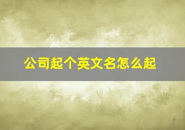 公司起个英文名怎么起