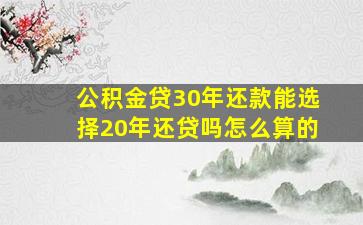 公积金贷30年还款能选择20年还贷吗怎么算的