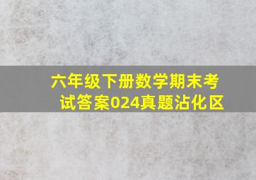 六年级下册数学期末考试答案024真题沾化区