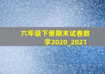 六年级下册期末试卷数学2020_2021