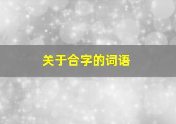 关于合字的词语